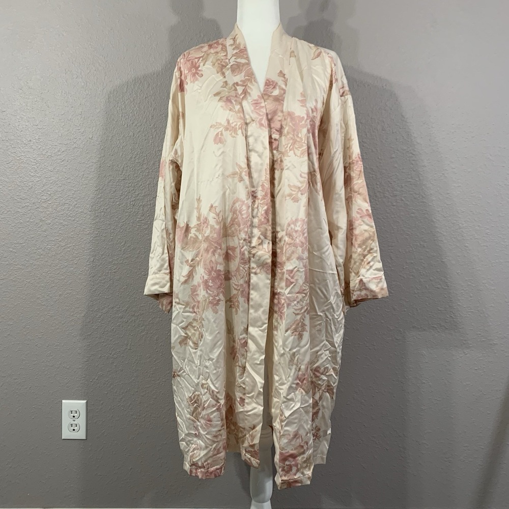 Monique Lhuillier Pottery Barn Size M/L Bouquet Floral Print Kimono Tie Robe